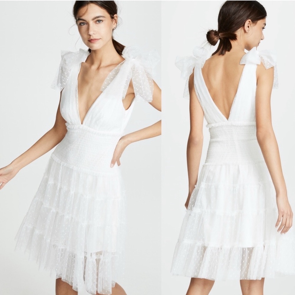 Cinq à Sept White Lace Midi Dress 6